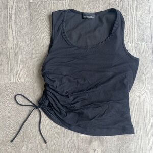 Asymmetrical black ruched top